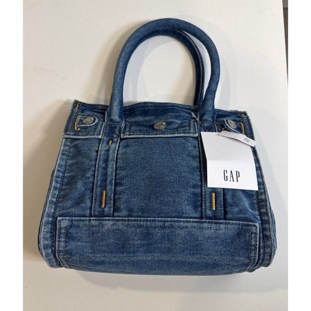 GAP Small Denim Five Pocket Tote  Bag w/ Crossbody Strap- Medium Wash - NWT - Picture 4 of 11